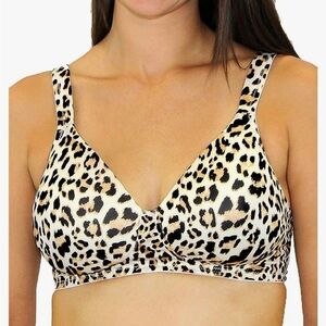 Leading Lady Leopard Brigitte Molded Padded T-Shirt Bra, US 50 DD New